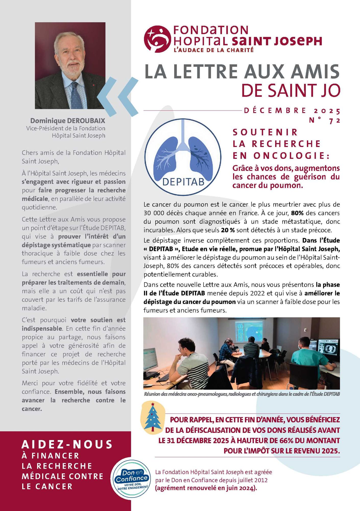 Lettre aux amis n°72 : Soutenir la Recherche en Oncologie